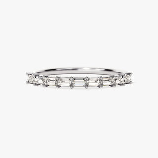 0.45 TCW Baguette Cut Half Eternity Moissanite Diamond Wedding Band