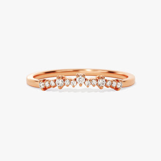 0.11 TCW Round Cut Curve Cluster Moissanite Diamond Wedding Band