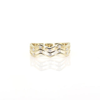 0.15 TCW Unique Round Cut Double Zig Zag Moissanite Diamond Wedding Band