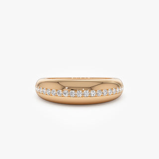 0.20 TCW Round Cut Pave Dome Moissanite Diamond Wedding Band