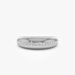 0.20 TCW Round Cut Pave Dome Moissanite Diamond Wedding Band