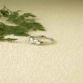 0.50 TCW Oval Cut East West Three Stone Moissanite Diamond Wedding Band