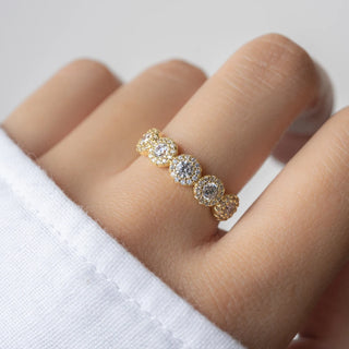 2.0 TCW Round Halo Half Eternity Moissanite Diamond Wedding Band