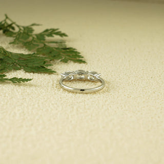 0.50 TCW Oval Cut East West Three Stone Moissanite Diamond Wedding Band