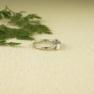 0.50 TCW Oval Cut East West Three Stone Moissanite Diamond Wedding Band