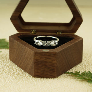 0.50 TCW Oval Cut East West Three Stone Moissanite Diamond Wedding Band
