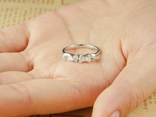 0.50 TCW Oval Cut East West Three Stone Moissanite Diamond Wedding Band