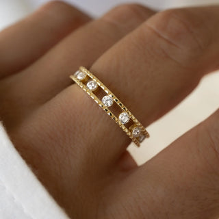 0.20 TCW Unique Round Pave Moissanite Diamond Wedding Band