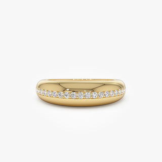 0.20 TCW Round Cut Pave Dome Moissanite Diamond Wedding Band