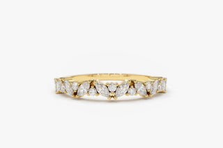 0.35 TCW Round & Marquise Cut Cluster Moissanite Diamond Wedding Band