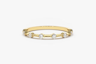 0.15 TCW Round Cut Half Petite Moissanite Diamond Wedding Band