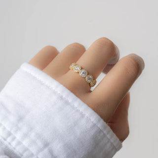 2.0 TCW Round Halo Half Eternity Moissanite Diamond Wedding Band
