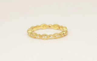 0.18 TCW Vintage Round Marquise Shape Eternity Moissanite Diamond Wedding Band