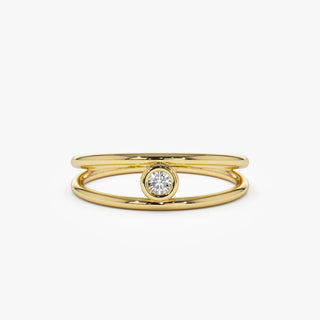 0.07 TCW Round Cut Bezel Solitaire Dual Band Moissanite Diamond Wedding Band