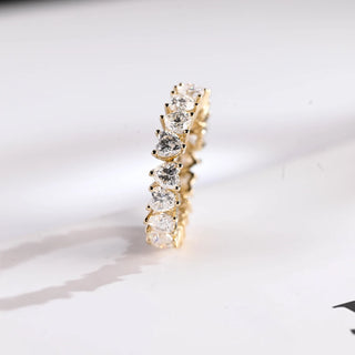 Stunning heart full eternity moissanite wedding band side profile view