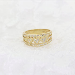 0.47 TCW Unique Round Cut 3 Heart Moissanite Diamond Wedding Band