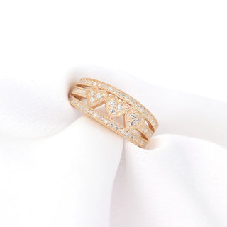 0.47 TCW Unique Round Cut 3 Heart Moissanite Diamond Wedding Band
