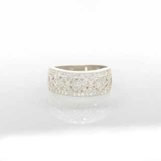 0.52 TCW Antique Round Cut Cluster Moissanite Diamond Wedding Band