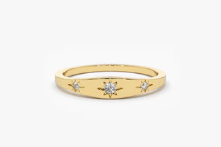 0.06 TCW Round Cut 3 Star Setting Moissanite Diamond Wedding Band