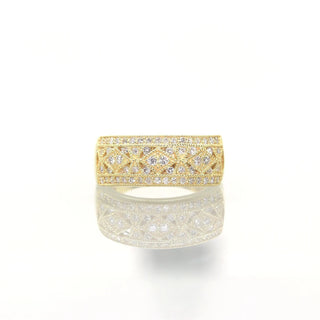 0.52 TCW Antique Round Cut Cluster Moissanite Diamond Wedding Band