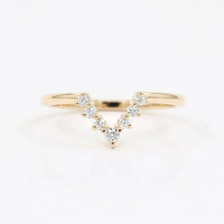 0.11 TCW Round Cut V Shape Moissanite Diamond Wedding Band