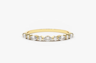 0.25 TCW Round & Marquise Cut Cluster Moissanite Diamond Wedding Band