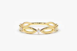 0.09 TCW Unique Round Cut Moissanite Diamond Wedding Band