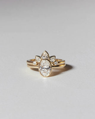 0.60 TCW Pear Bezel Curved Moissanite Diamond Wedding Band