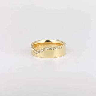 0.27 TCW Round Half Eternity Wide 'V' Cut Flat Moissanite Diamond Wedding Band