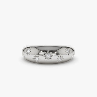 0.11 TCW Round Cut Starburst Moissanite Diamond Wedding Band