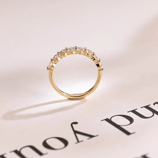 0.70TCW Round Half Eternity Moissanite Diamond Wedding Band