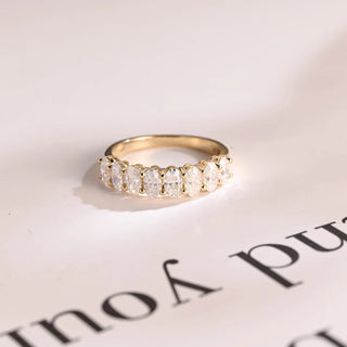 1.50 TCW Oval Cut Half-Eternity Moissanite Diamond Wedding Band