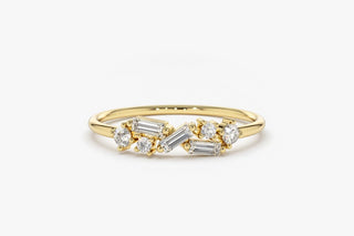 0.21 TCW Round & Baguette Cut Cluster Moissanite Diamond Wedding Band