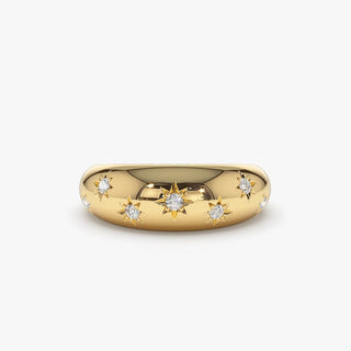 0.11 TCW Round Cut Starburst Moissanite Diamond Wedding Band
