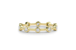0.32 TCW Round Cut Bezel Petite Moissanite Diamond Wedding Band