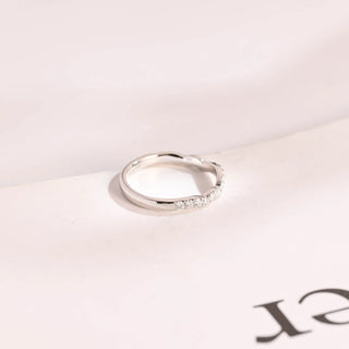 0.15 TCW Round Cut Curved Half Pave Moissanite Diamond Wedding Band