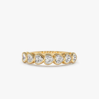 Dazzling heart bezel moissanite wedding band side profile view