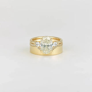 0.27 TCW Round Half Eternity Wide 'V' Cut Flat Moissanite Diamond Wedding Band