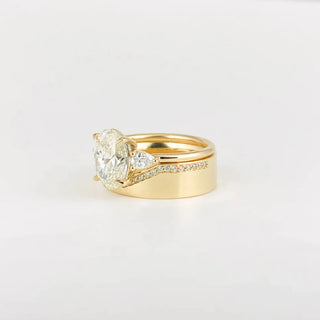 0.27 TCW Round Half Eternity Wide 'V' Cut Flat Moissanite Diamond Wedding Band