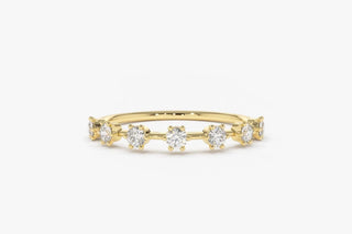 0.25 TCW Round Cut Prong Unique Half Eternity Moissanite Diamond Wedding Band