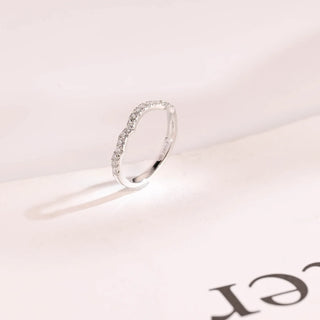 0.15 TCW Round Cut Curved Half Pave Moissanite Diamond Wedding Band