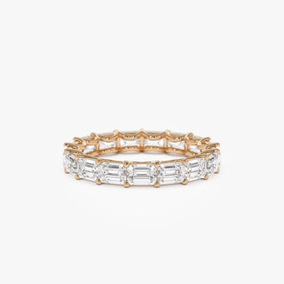 3.25 TCW Emerald Cut East West Eternity Moissanite Diamond Wedding Band