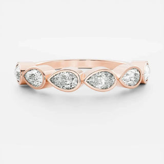 1.50 TCW Pear Half Eternity Bezel Moissanite Diamond Wedding Band
