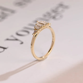 0.60 TCW Unique Baguette Cut Cluster Moissanite Diamond Wedding Band