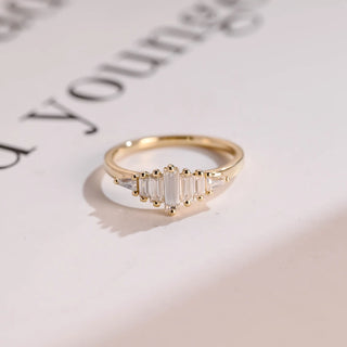 0.60 TCW Unique Baguette Cut Cluster Moissanite Diamond Wedding Band