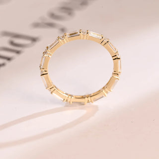 1.0 TCW Round & Baguette Eternity Moissanite Diamond Wedding Band