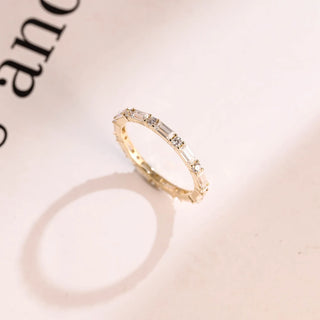 1.0 TCW Round & Baguette Eternity Moissanite Diamond Wedding Band