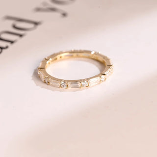 1.0 TCW Round & Baguette Eternity Moissanite Diamond Wedding Band