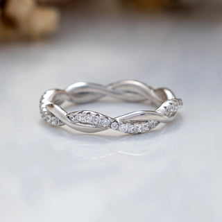 0.35 TCW Round Cut Twisted Infinity Moissanite Diamond Wedding Band