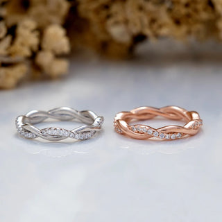 0.35 TCW Round Cut Twisted Infinity Moissanite Diamond Wedding Band